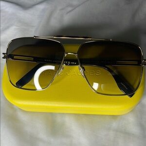 Marc Jacobs tortoiseshell Gold Aviator Sunglasses with Yellow Case